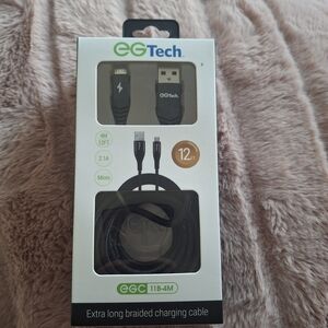 Black Braided Charging Cable 12ft